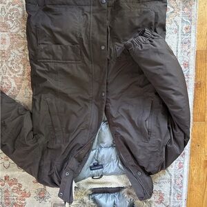 Lands' End Brown Jacket with Fur Detail